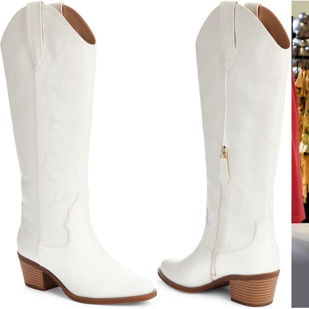 Nordstrom B.P. White Monikka Western Cowboy Boots size 8